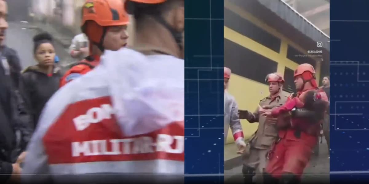 Criança de 4 anos foi resgatada após 15 horas sob os escombros - Foto: JN/Globo Criança de 4 anos foi resgatada após 15 horas sob os escombros - Foto: JN/Globo