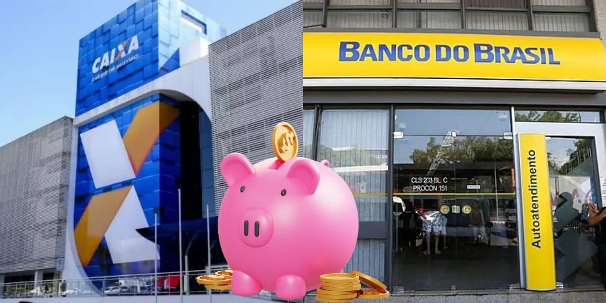 Poupança com vitórias na Caixa e no Banco do Brasil (Reprodução: Montagem TV Foco)