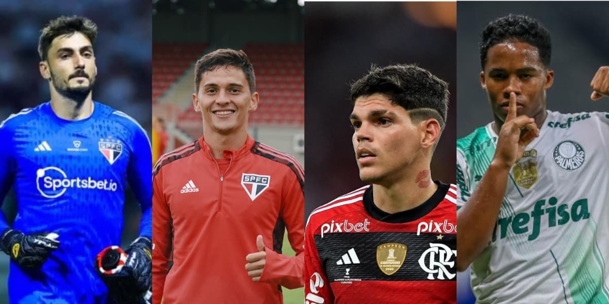 Rafael, Pablo Maia, Ayrton Lucas e Endrick são jogadores convocados para a Seleção Brasileira - (Foto: Reprodução / Internet)