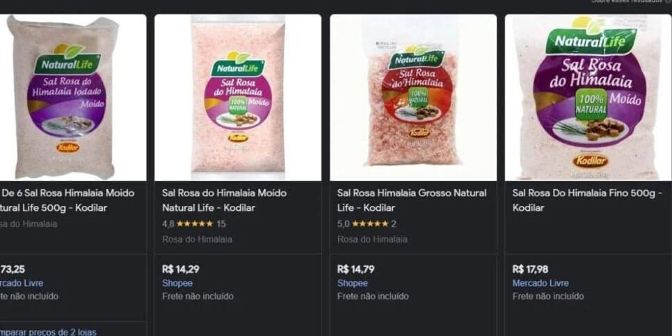 Sal Rosa da Kodilar Natutal Life voltou aos mercados (Foto Reprodução/Google Shopping)