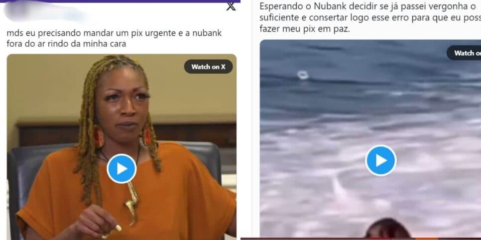 Clientes  nUBAtomaram as redes sociais para reclamar a instabilidade do PIX (Foto Reprodução/Montagem/X/TV Foco)
