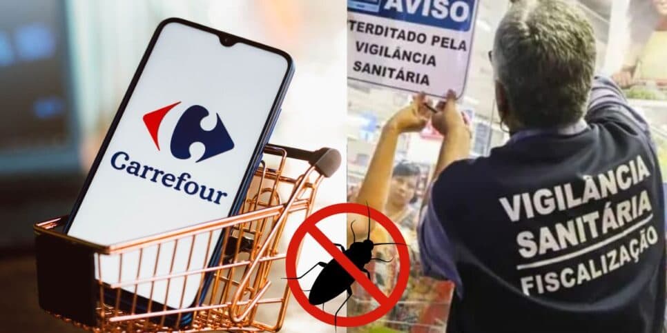 Baratas vivas e carne proibida: A unidade gigante do Carrefour no RJ pega no FLAGRA pela Vigilância Sanitária