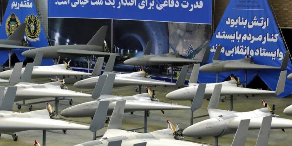 Drones de fabricação iraniana - Foto: Exército do Irã via AFP
