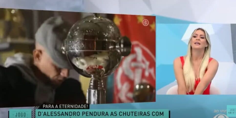 Renata Fan relembrou os títulos do atleta com a camisa do Inter (Reprodução: Band)