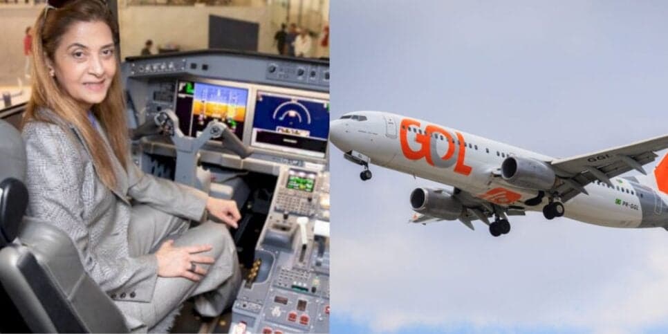 Leila Pereira - Avião da Gol - Montagem TVFOCO