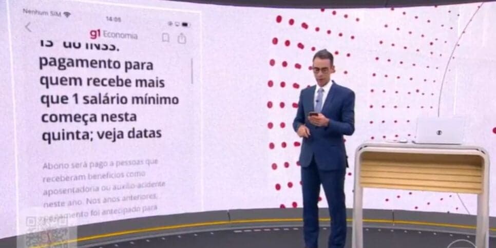 César Tralli comentou sobre a liberação do 13° salário do INSS (Reprodução: Globo)