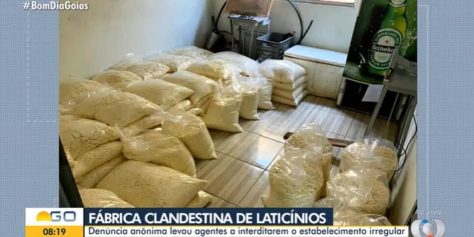 Fábrica clandestina lacrada pela Vigilância Sanitária (Reprodução: Globo)