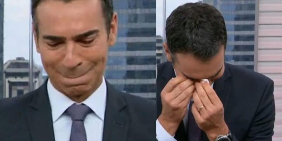 O choro de Tralli, ao vivo na Globo, após perder o chão com situação de despedida em jornal: "Chegando ao fim"