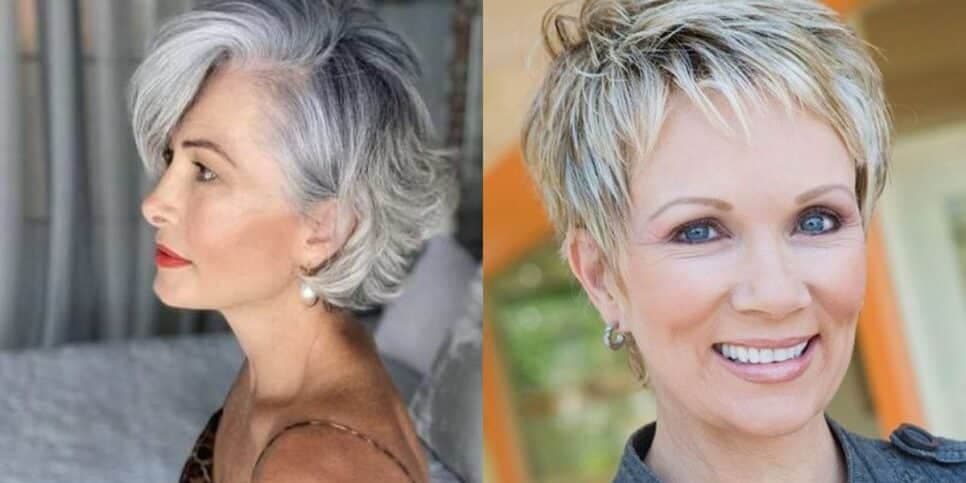 Corte Bob Longo e Pixie são muito comuns entre as mulheres mais velhas (Reprodução: Montagem TV Foco)