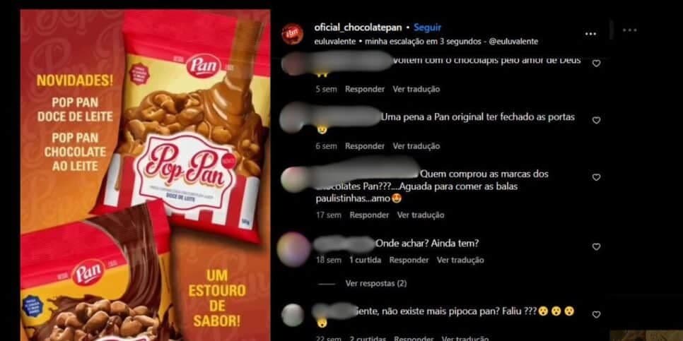 Comentários de clientes da Chocolate Pan após o fim (Foto Reprodução/Instagram)