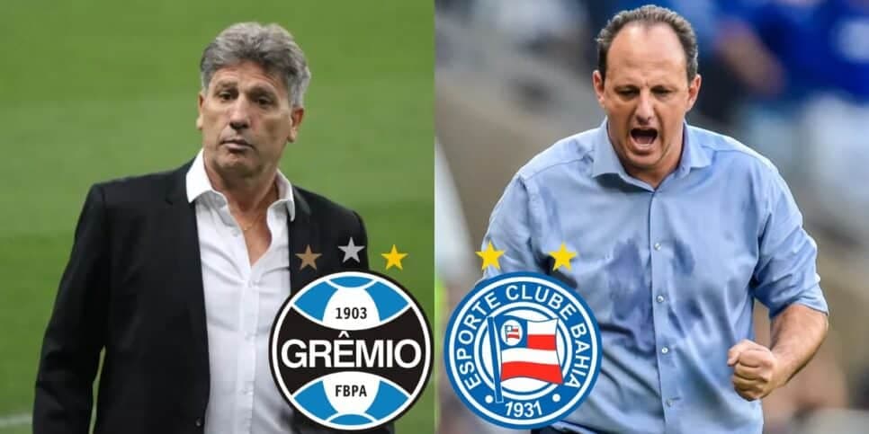 Guerra sem chão: Enquanto Renato Gaúcho ganha R$1,2M no Grêmio, Rogério Ceni ganha esse salário no Bahia