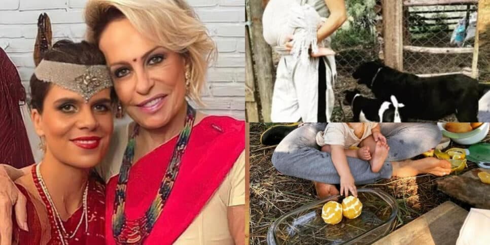 Fralda de pano, no mato e sem luxo: Com mãe milionária, filha de Ana Maria vive assim com filhos e o marido