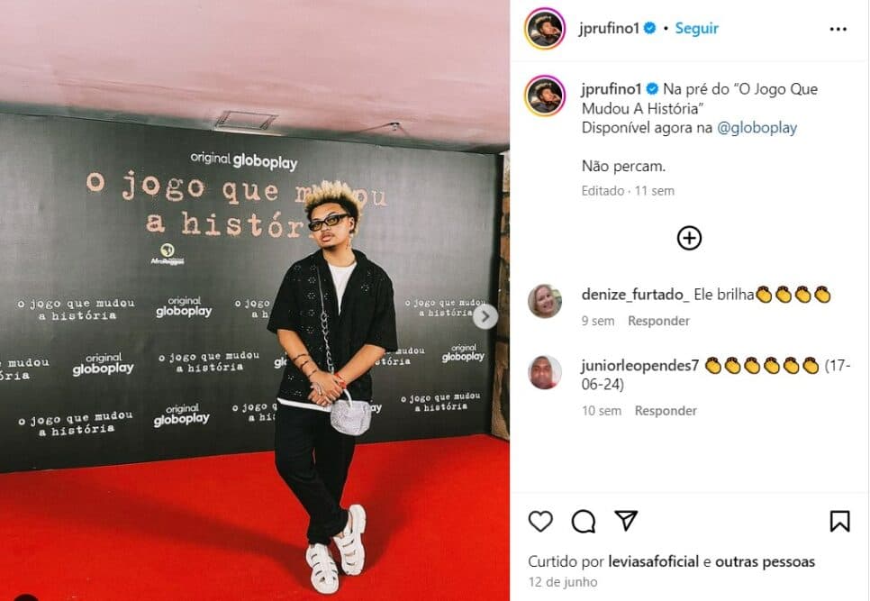 Ator em “O Jogo Que Mudou A História” da GloboPlay (Foto: Reprodução/Instagram)