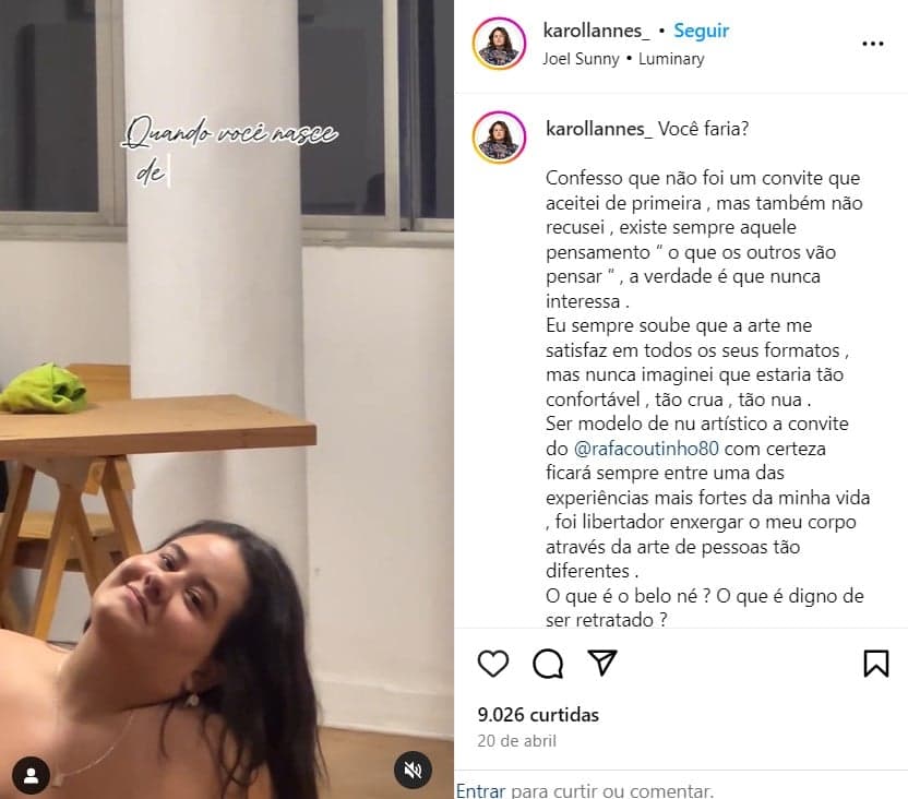 Karol Lannes, atriz de Avenida Brasil da Globo, fala sobre ensaio nu (Foto: Reprodução/Instagram) Karol Lannes, atriz de Avenida Brasil da Globo, fala sobre ensaio nu (Foto: Reprodução/Instagram)