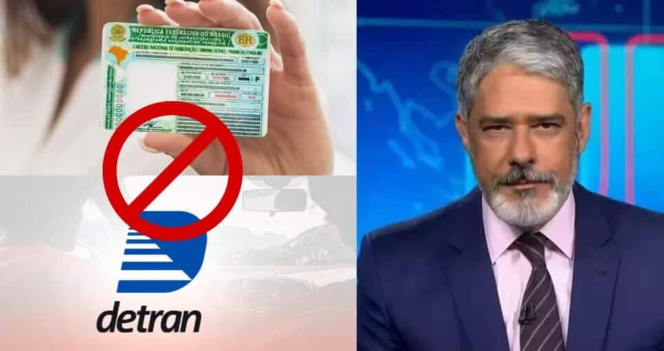 Bonner paralisa JN com anúncio do Detran sobre suspensão da CNH e crava alerta urgente: “Bloqueio”