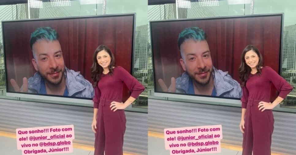 Registro da âncora com o cantor no Bom Dia São Paulo, da Globo - Foto: Instagram