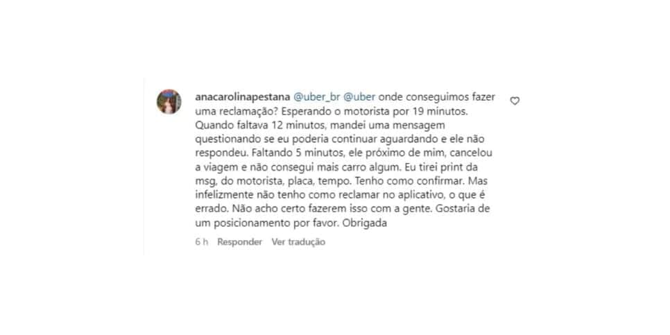 Reclamação sobre a Uber (Fotos: Reprodução / redes sociais)
