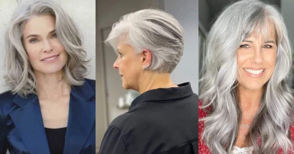 4 cortes de cabelo para mulheres 55+ sumirem com o grisalho sem gastar 1 real com tinta
