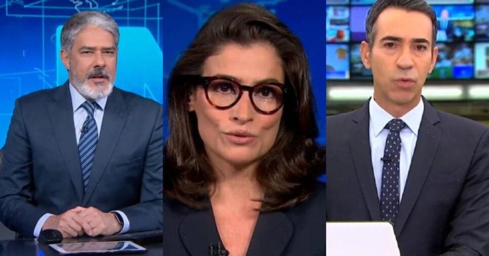 Bonner, Renata e Tralli: Vaza salário de 3 âncoras da Globo e verdadeiro abismo entre eles gera tensão