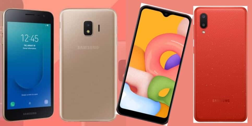 Galaxy J2 Core, Galaxy A01, Galaxy A02 (Foto Reprodução/Montagem/Lennita/Tv Foco/Google Shopping)