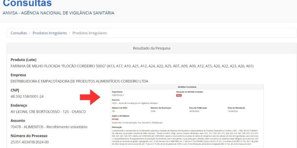 Boletim da ANVISA (Foto Reprodução/Montagem/Lennita/TV Foco/ANVISA)