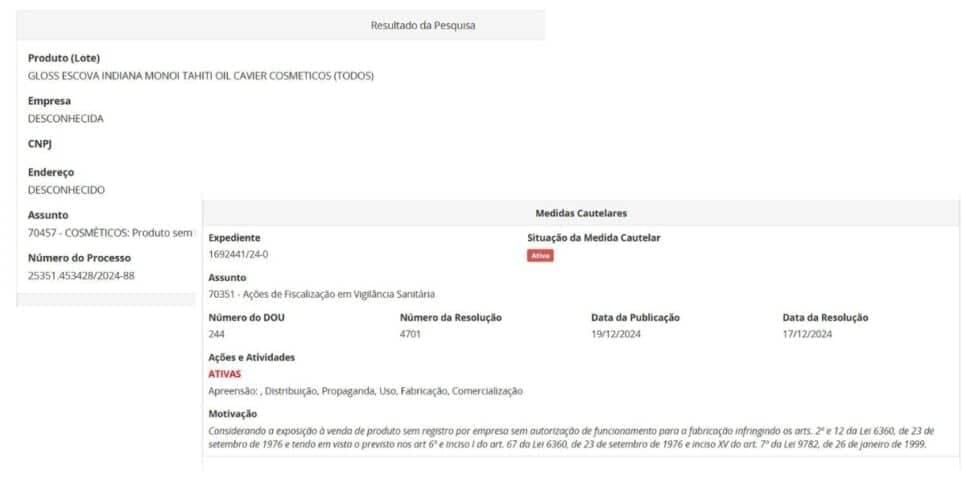 Resolução da ANVISA contra escova progressiva (Foto Reprodução/ANVISA)