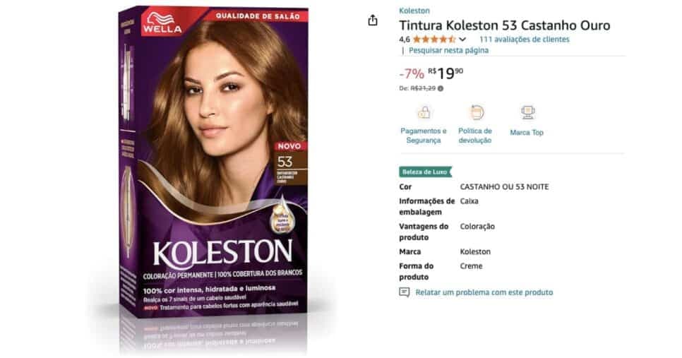 Tintura Koleston 53 Castanho Ouro (Amazon) Tintura Koleston 53 Castanho Ouro (Amazon)