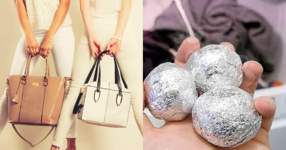 Mulheres estão colocando uma bola de papel alumínio dentro da bolsa para salvar os cabelos