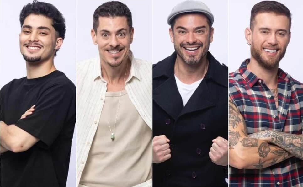 Gui Vieira, Sacha Bali, Sidney Sampaio e Yuri Bonotto em A Fazenda 16 (Foto: Reprodução / Record)

