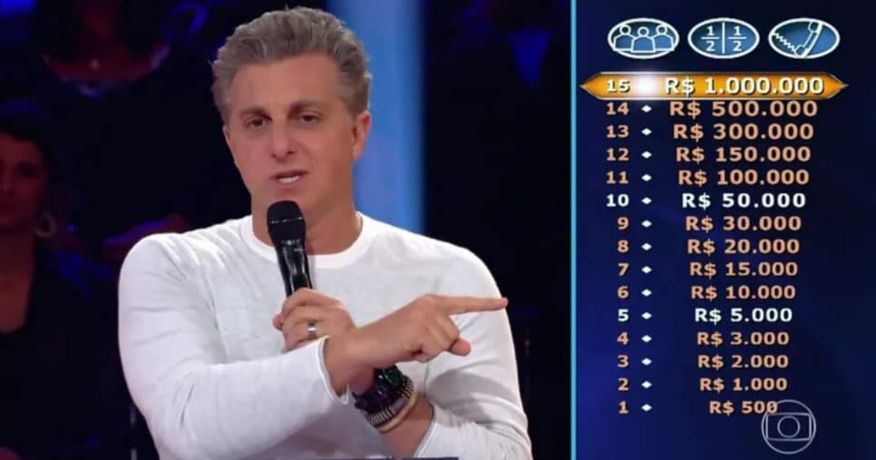 Luciano Huck apresenta o Quem Quer Ser Um Milionário, no Domingão com Huck, da Globo (Foto: Reprodução)