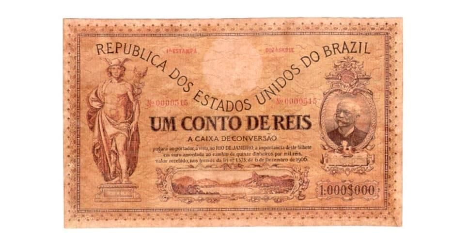 Banco Central - nota de 1 conto 1907 (Foto: Reprodução) 