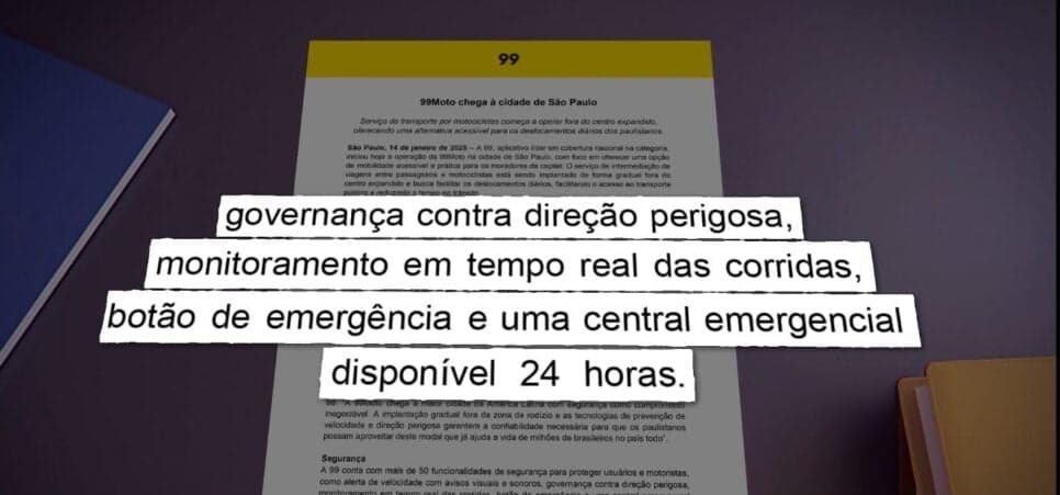 99 garante a segurança do 99 moto (Foto Reprodução/Globo)