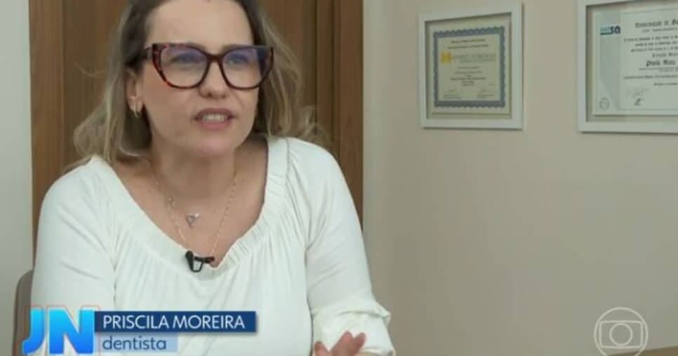 Priscila Moreira - Dentista - em entrevista ao Jornal Nacional (Foto: Reprodução/Globo)