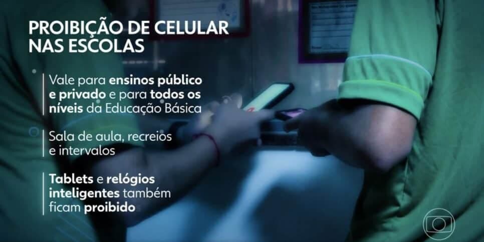 Lei sobre uso. de celular em escolas (Foto: Reprodução / Globo)