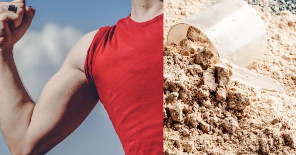 Whey Protein é popularmente usado para ganho muscular (Foto Reprodução/Montagem/Tv Foco/Canva)