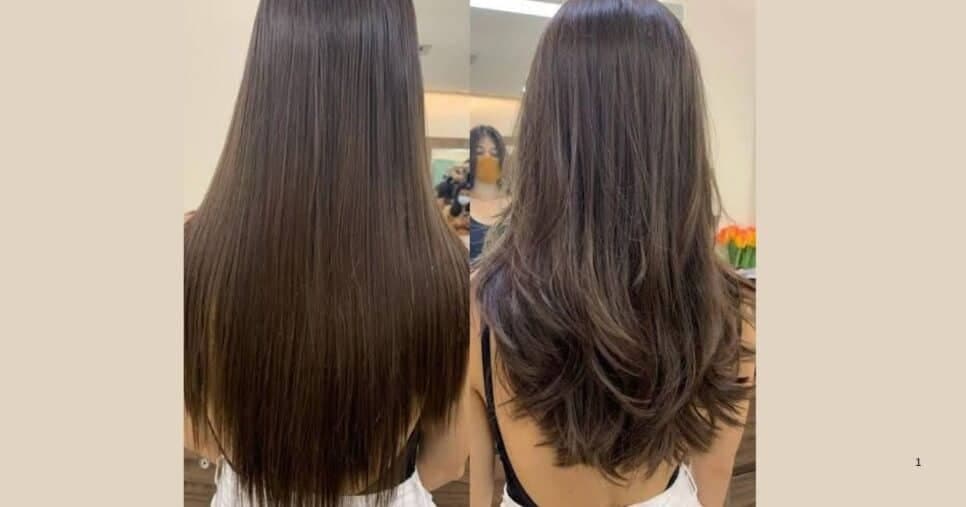 Cabelo longo com poucas camadas, antes e depois (Foto Reprodução/Pinterest)