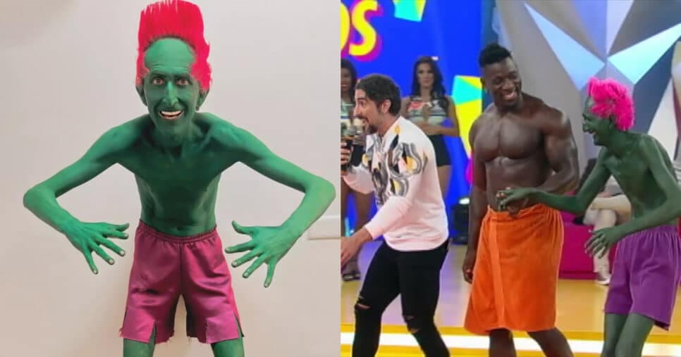  William de Freitas Paes, mais conhecido como Hulk Magrelo no palco dos Legendários da Record (Foto: Reprodução)