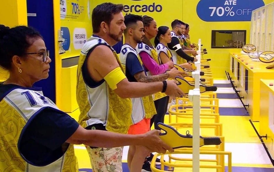 Participantes do BBB25 durante a primeira prova da nova temporada (Foto: Reprodução / Globo)
