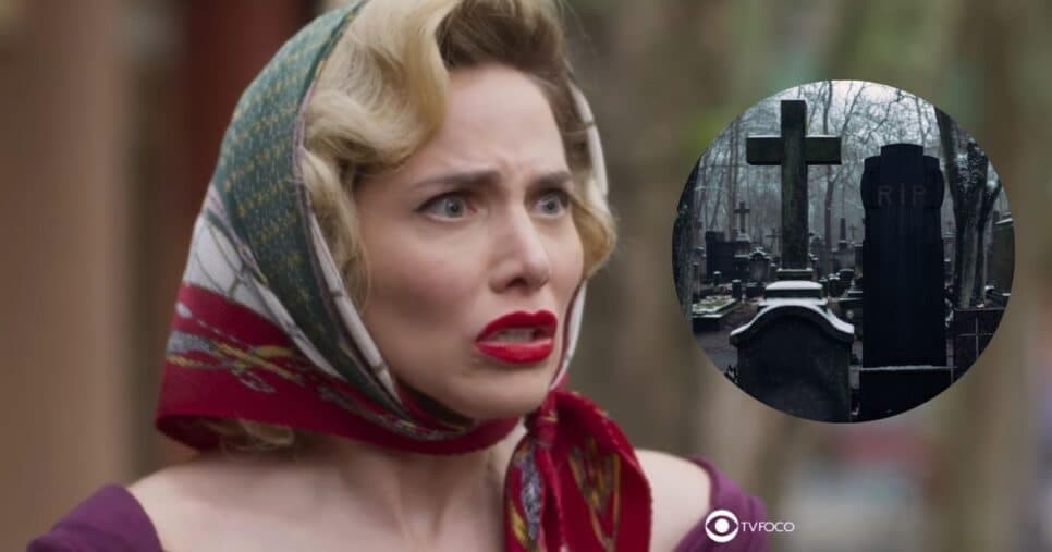 Zélia e cemitério em Garota do Momento (Foto: Reprodução / Globo / Montagem TV Foco)