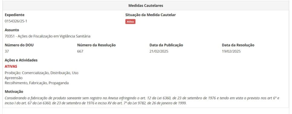 Resolução da ANVISA contra água sanitária parte 2 (Foto Reprodução/ANVISA)