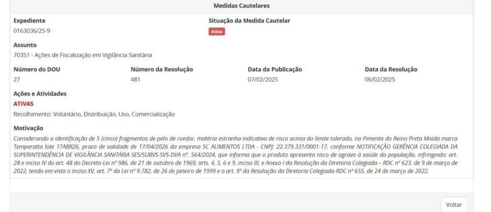 Resolução da ANVISA contra tempero parte 1 (Foto Reprodução/ANVISA)