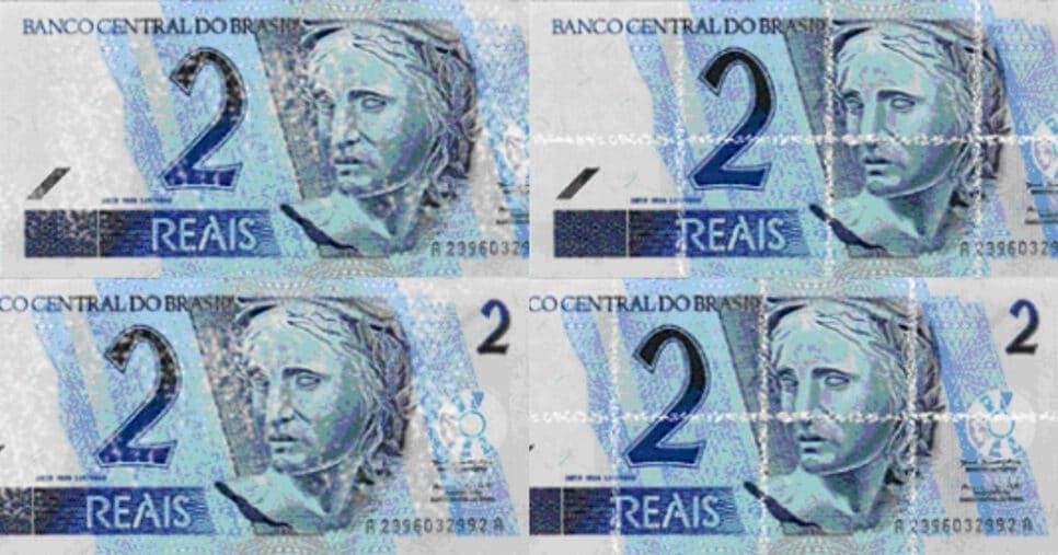 Cédula puída e cédula com marcas (Foto: Divulgação)