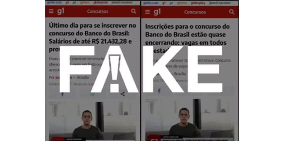 Matérias falsas (Foto: Reprodução / G1)