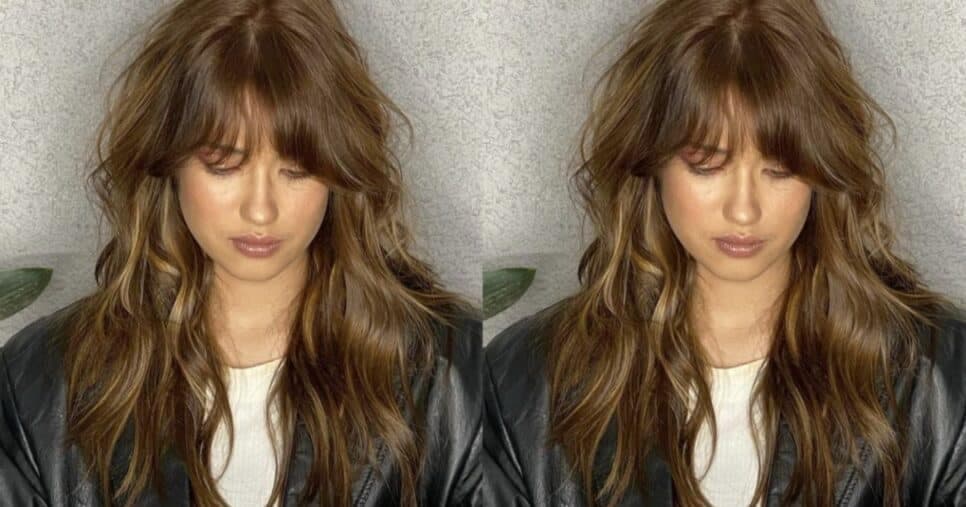 Cabelo midi com franja comprida - Foto: Internet