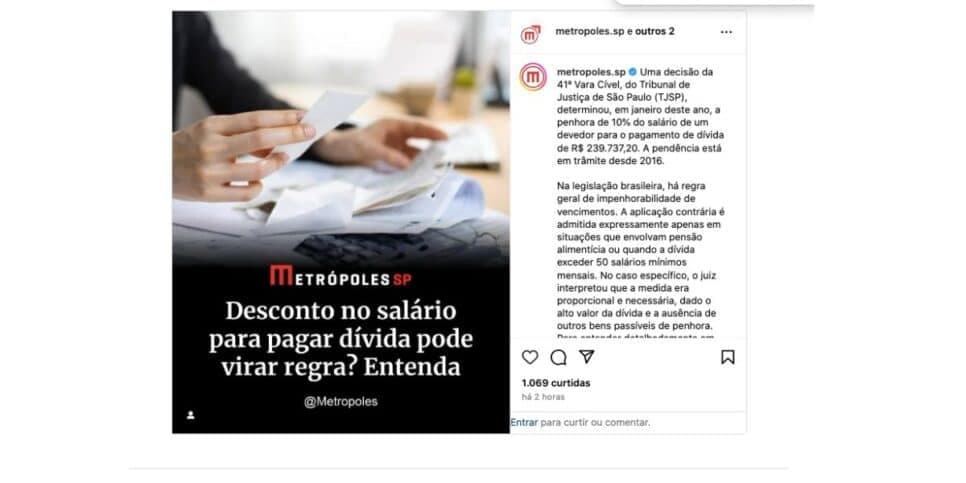 Publicação Metrópoles (Foto: Reprodução / Instagram) Publicação Metrópoles (Foto: Reprodução / Instagram)
