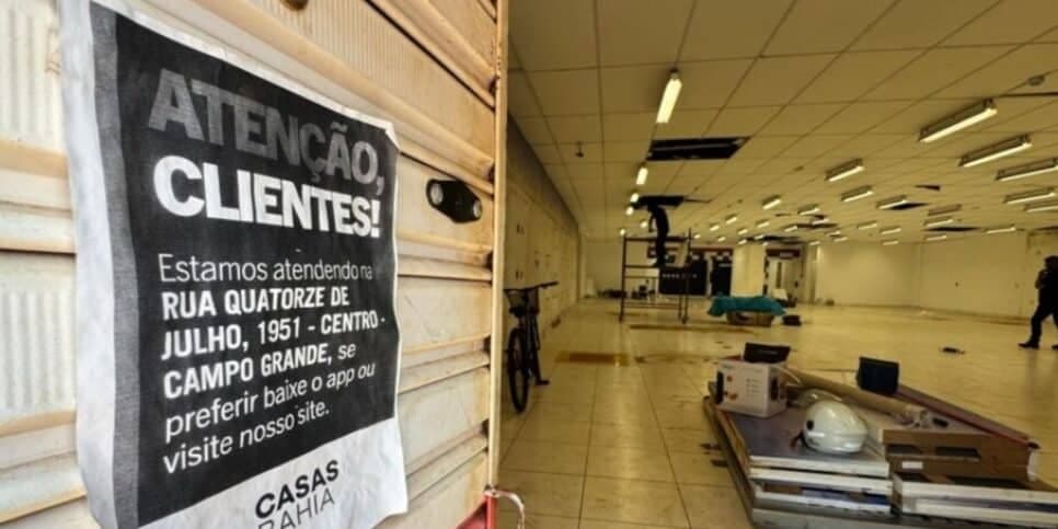 Unidade da Casas Bahia fechada no Mato Grosso do Sul (Reprodução: Marcos Tomé)