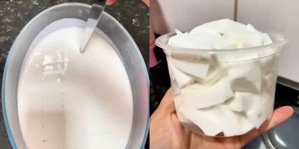 A ideia é cortar em cubinhos para comer aos poucos (Reprodução: Youtube)