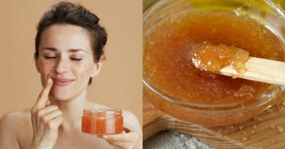 Esfoliante de açúcar pode te ajudar a diminuir o ressecamento e celulites (Foto: Reprodução/iStock/Montagem TV Foco) 