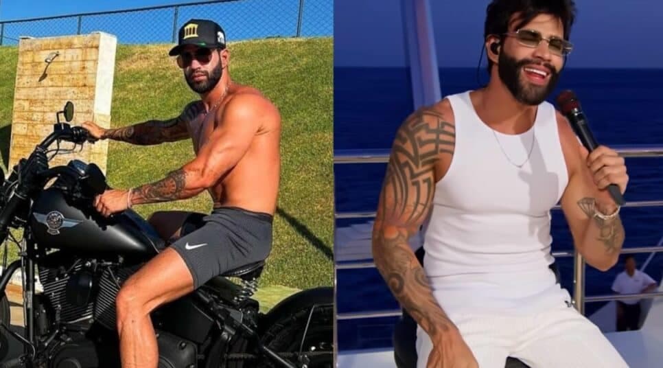 Gusttavo Lima com moto e fazendo show (Foto: Reprodução/ Instagram)