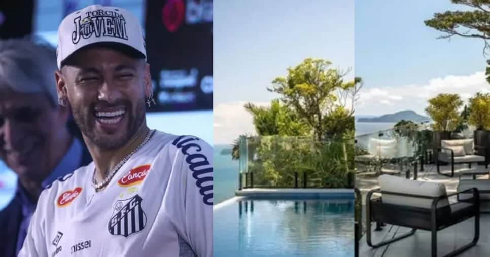 Piscina de borda infinita, vista pra praia e +: Respire fundo ao ver mansão de Neymar de R$35M em Santos